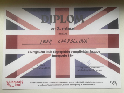 Úspěch v krajském kole soutěže v anglickém jazyce